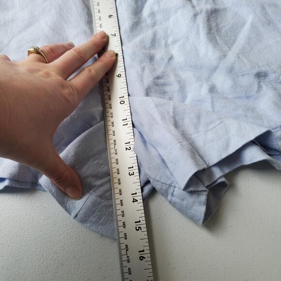 Abercrombie & Fitch Shorts Womens Medium Blue Linen Chino Elastic Waist Lined - Picture 6 of 8